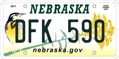NE license plate DFK590