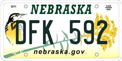 NE license plate DFK592