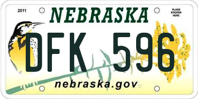 NE license plate DFK596