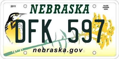 NE license plate DFK597