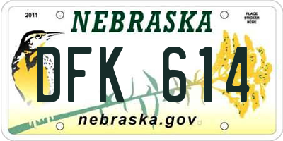 NE license plate DFK614