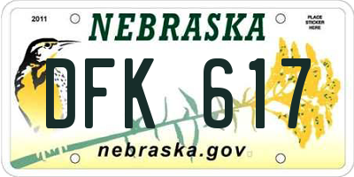 NE license plate DFK617