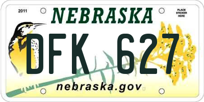 NE license plate DFK627