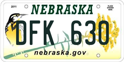 NE license plate DFK630