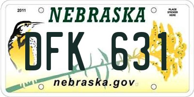 NE license plate DFK631
