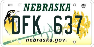 NE license plate DFK637