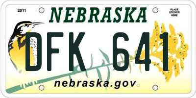 NE license plate DFK641