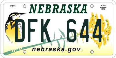 NE license plate DFK644