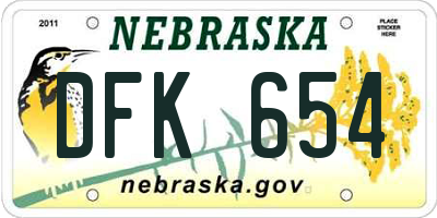 NE license plate DFK654