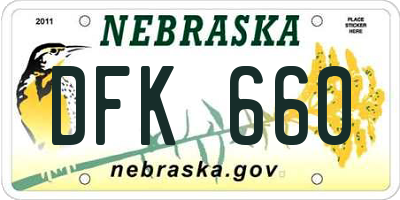 NE license plate DFK660