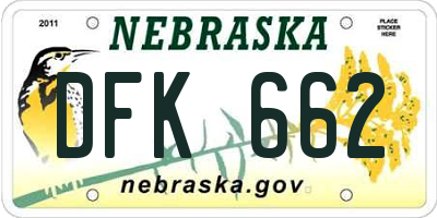 NE license plate DFK662