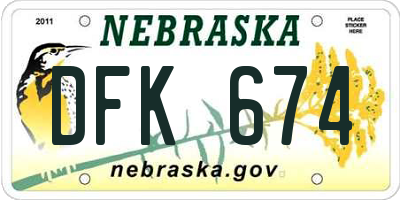 NE license plate DFK674