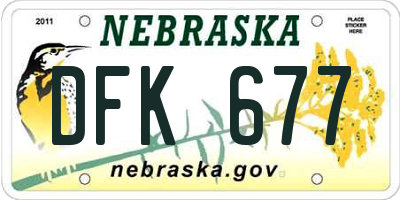 NE license plate DFK677