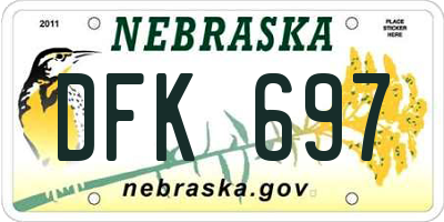 NE license plate DFK697