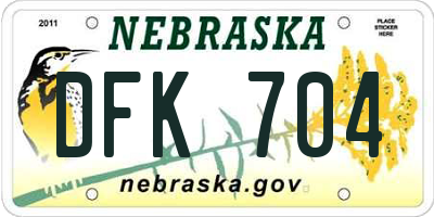 NE license plate DFK704
