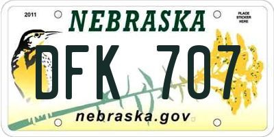 NE license plate DFK707