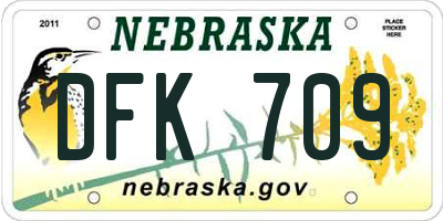 NE license plate DFK709