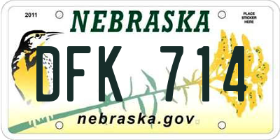 NE license plate DFK714