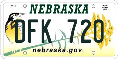 NE license plate DFK720