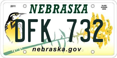 NE license plate DFK732