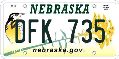 NE license plate DFK735