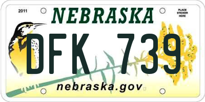 NE license plate DFK739