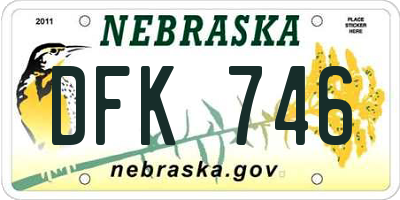 NE license plate DFK746