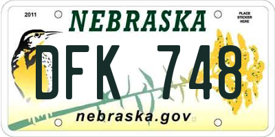 NE license plate DFK748