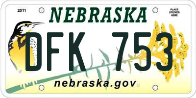 NE license plate DFK753