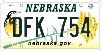 NE license plate DFK754