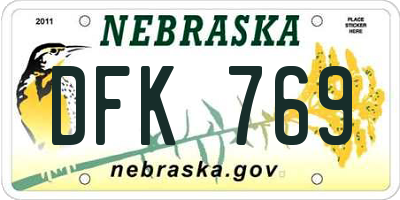 NE license plate DFK769