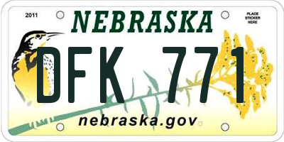 NE license plate DFK771