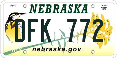 NE license plate DFK772