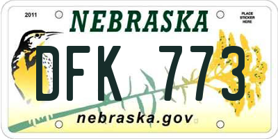 NE license plate DFK773