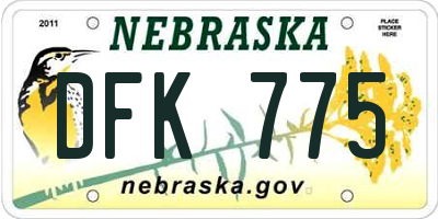 NE license plate DFK775