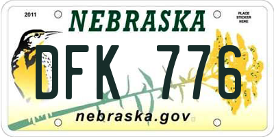 NE license plate DFK776