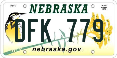NE license plate DFK779