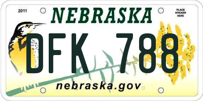 NE license plate DFK788