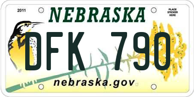 NE license plate DFK790
