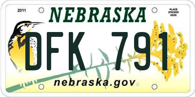 NE license plate DFK791