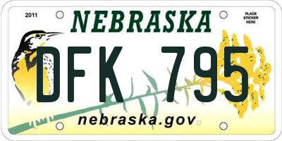 NE license plate DFK795