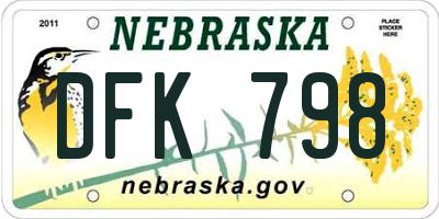NE license plate DFK798