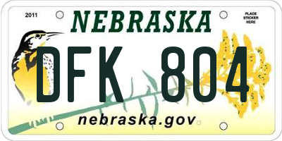 NE license plate DFK804