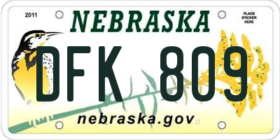 NE license plate DFK809