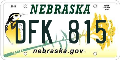 NE license plate DFK815