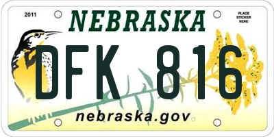 NE license plate DFK816