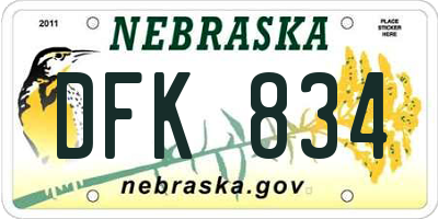 NE license plate DFK834