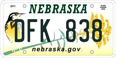 NE license plate DFK838