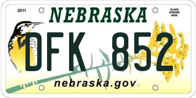 NE license plate DFK852