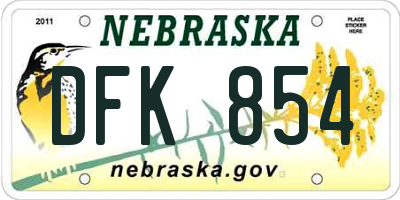 NE license plate DFK854